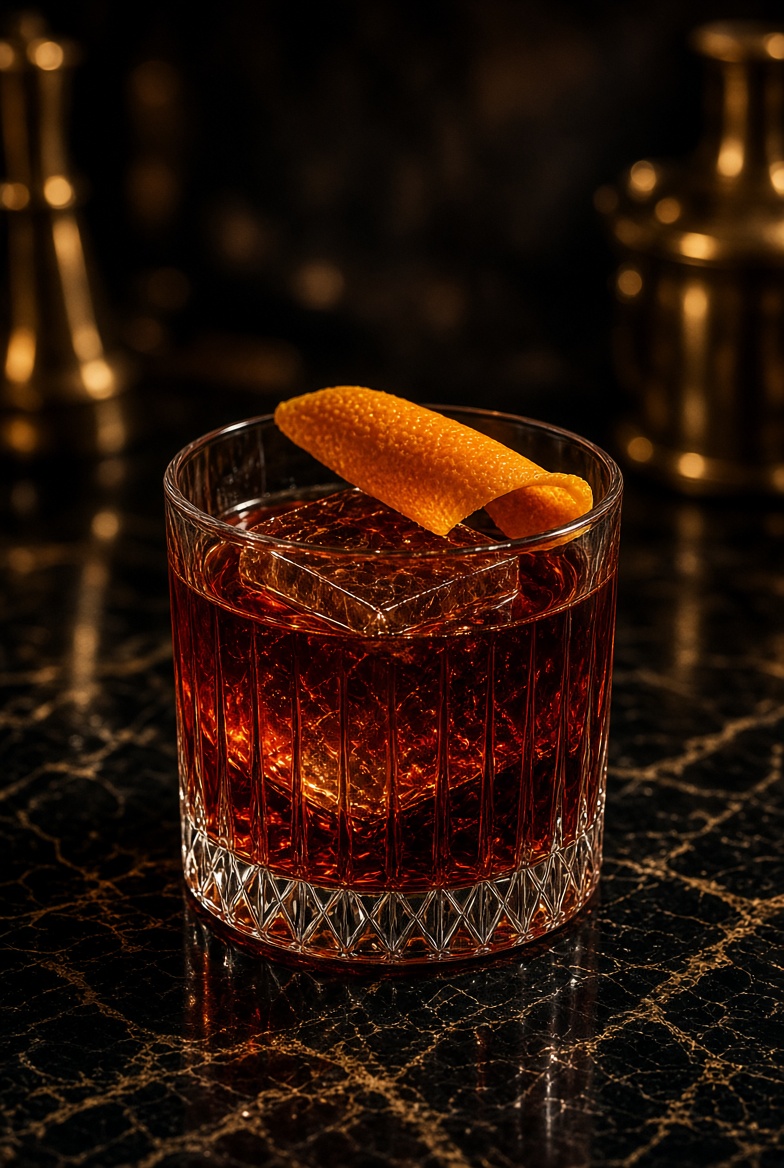 Boulevardier cocktail photographed at SLIQUE