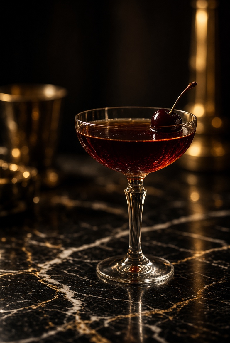Manhattan cocktail photographed at SLIQUE